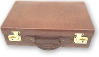 Reptile skin travelling case with brass locks
